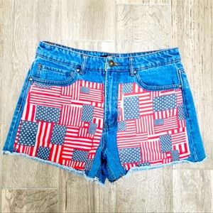 Forever 21 Denim Flag Shorts 29